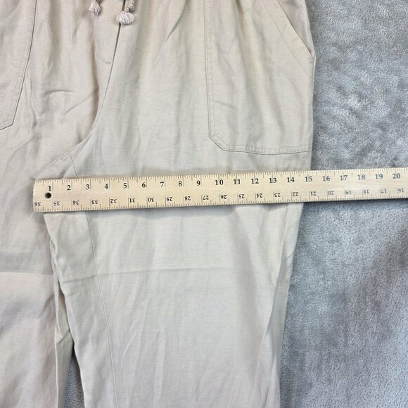 Talbots Pants Womens 2X Beige Linen Tencel Blend Drawstring Elastic Tapered - Picture 6 of 10